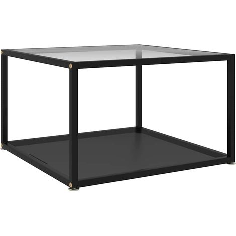 vidaXL Mesa de centro vidrio templado transparente y negro 60x60x35 cm (1/5)