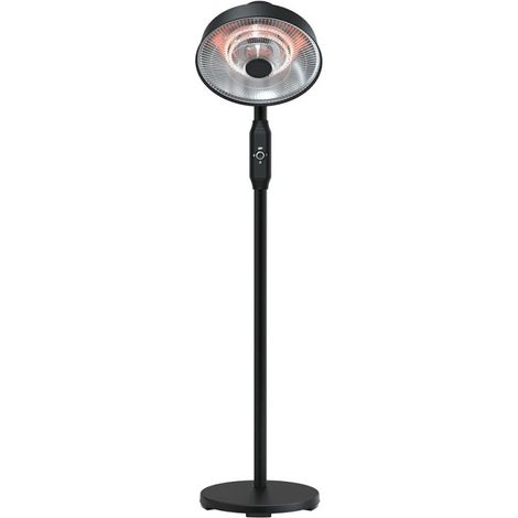 Stufa Patio Fungo Riscaldatore Elettrico Piantana 2000W Carbonio H.202cm - Inclinazione e potenza regolabile - Protezione IP24