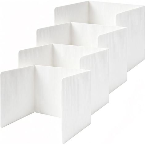 4 Pack Séparateurs de Bureau Panneaux de Confidentialité en Plastique Blanc pour Étudiants Écrans de Test Imperméables Cloisons pour Salle de Classe Bureau, 113.8x34.5x0.2cm (1/5)