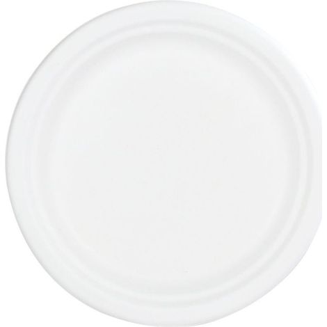 Assiette ronde blanche en canne à sucre Ø 22 cm - 800 unités - Betik