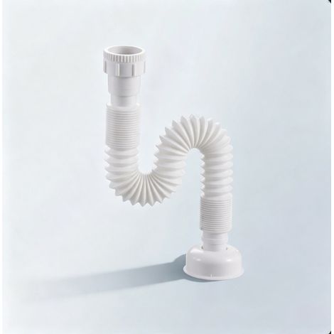 Quantité 1 Pièce Tuyau de Vidange Extensible Flexible Siphon Anti-Odeur G1 1/4", Embout Lisse à Enfoncer, Tuyau d'Évacuation Plastique Blanc pour Lavabo Salle de Bain (1/5)