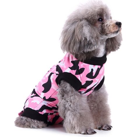 Vêtements chirurgicaux de réadaptation pour chiots, vêtements chirurgicaux de réadaptation pour animaux de compagnie vêtements de soins des blessures (poudre de camouflage, l) (1/5)