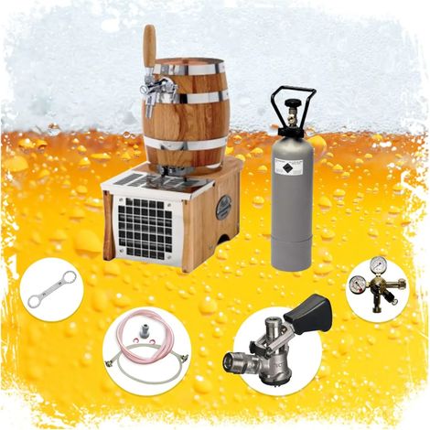 Komplett Set - Zapfanlage, Bierzapfanlage, Bierkoffer - Soudek 20, Trockenkühlgerät Bierfass Optik, 1-leitig, 20 Liter/h, Green Line, Zapfkopf: Korb