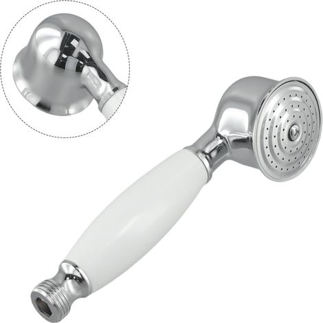 Cabezal de ducha de cerámica retro, estilo teléfono blanco, chorro tipo lluvia para baño. (1/5)