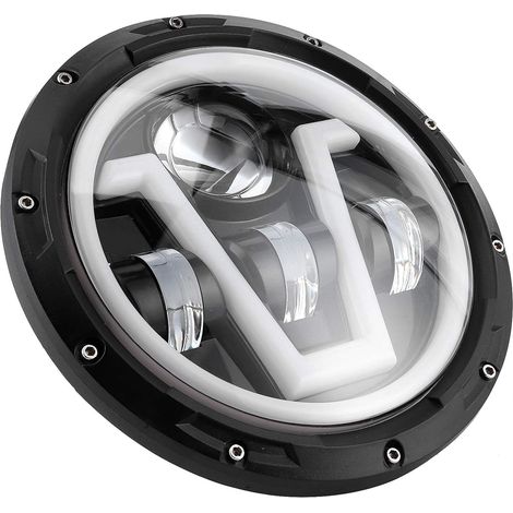 7-inch Round LED Headlight, High Brightness, Amber Halo Angel Eyes for JK 07-18 (1/5)