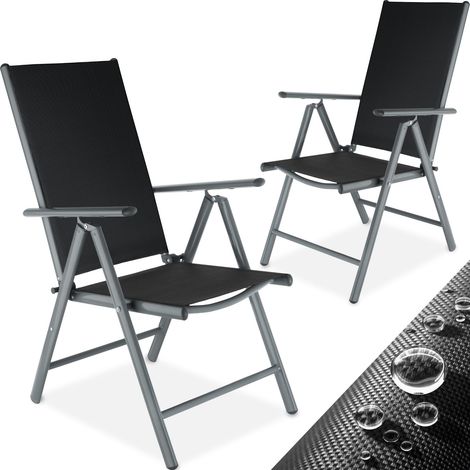 Sillas de jardín MARILENA plegables de aluminio - mueble de terraza plegable, silla con estructura de aluminio y malla sintética, asiento reclinable transpirable - Juego de 2 (1/9)