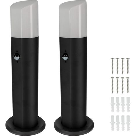 2 bornes éclairage extérieur avec détecteur de mouvement - Ht 45cm - Aluminium - étanche IP54 - pour ampoule E27 - Potelets (1/5)