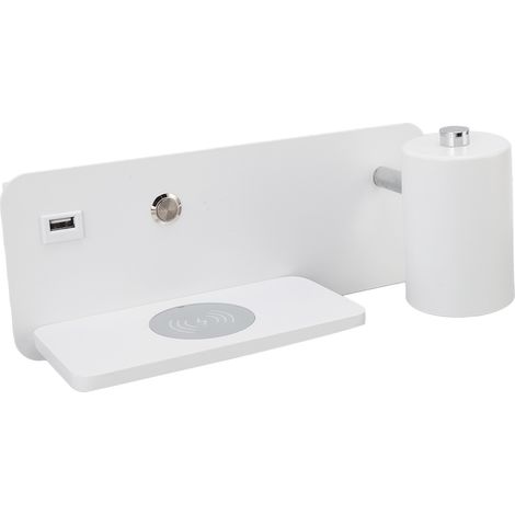 Applique murale LED avec interface USB et chargement sans fil pour salon et chambre, 85-265 V, blanc, droite (1/5)