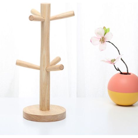 Tassenbaum aus Holz mit 6 Zweigen, Tassenbaum aus Holz, Tassenhalterbaum zur Aufbewahrung zu Hause (1/4)