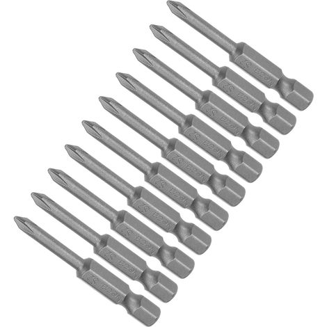 10-Pièces Phillips Croix Tournevis Mèches PH1 50mm Long 1/4" Hex Tige (1/5)