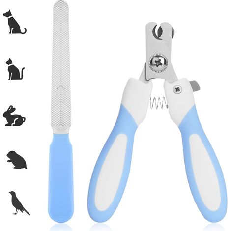 Coupe-ongles pour chiens avec lime à ongles (bleue), coupe-ongles en acier inoxydable pour chats et chiots - Coupe-ongles de sécurité professionnel pour animaux de compagnie - pour chiots (1/4)