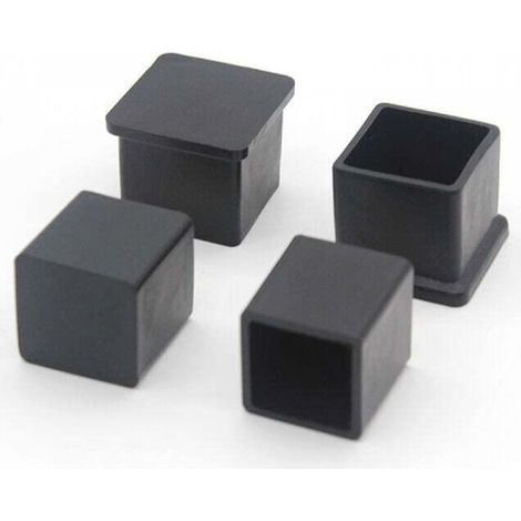 Lot de 10 Embouts de Pieds de Chaise carrés en Caoutchouc antidérapant pour protéger Le Sol des Meubles et des Tables 20 x20 mm, Noir (1/5)