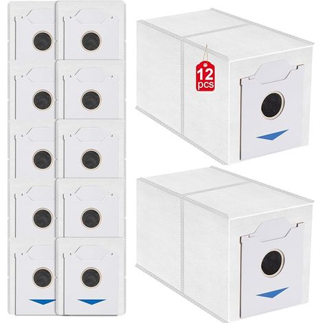Lot de 12 Sacs à Poussière Compatibles avec l’Aspirateur Robot Ecovacs Deebot N30 Pro Omni, Sacs de Rechange Grande Capacité 3L (1/5)