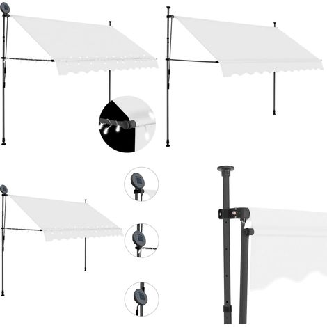 Einziehbare Markise Handbetrieben mit LED 300 cm Creme - Markise - Sonnenschutz - Gartendekoration - Outdoor Möbel - Polyester Markise - Home & Living (1/5)
