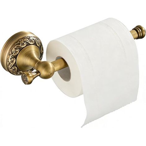 Portarrollos de papel higiénico de latón cepillado,montaje en pared en oro vintage con tornillos ocultos,para baño y cocina (1/5)