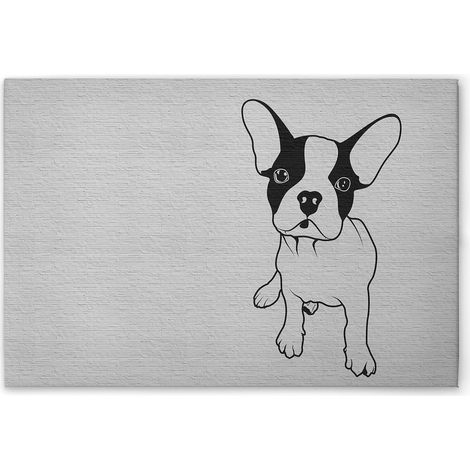 Leinwandbild Hund Steinwand M1-No.51021 - Kunstdruck auf Leinwand in Schwarz Weiß - Wandbild 45 x 30 cm (1/5)