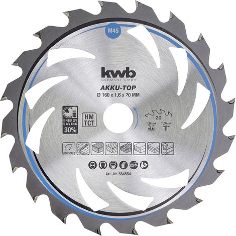 kwb 584554 Hartmetall Kreissägeblatt 160 x 20 x 1.0 mm Zähneanzahl: 20 1 St. (1/5)