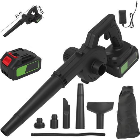 Souffleur de feuilles, Souffleur de feuilles sans fil 550W, Souffleur à batterie, Une batterie et un chargeur, 23000r/min, noir (1/5)