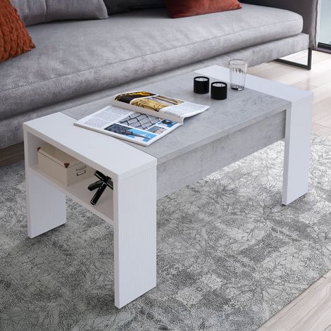 Couch-Tisch Corallo, ein Fach, rechteckig, anhebbar, 98x50x43h cm Weiß (1/3)