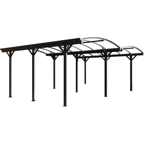 Tettoia pergola doppia autoportante in alluminio per 2 auto 30 m² Antracite - BARESA (1/5)