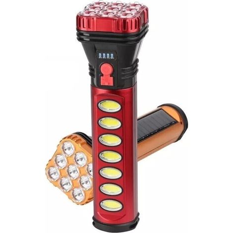 TrAdE Shop Traesio - Lampada Torcia Portatile Led Ricaricabile Con Pannello Solare 18w Hb-707-1 Campeggio - (1/3)