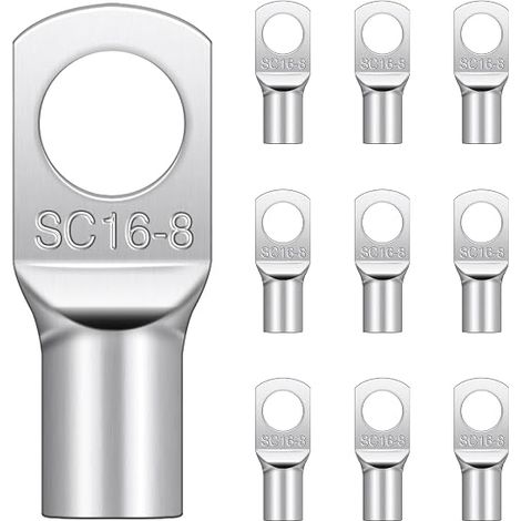 Cosses M8 16mm², Cosses en Cuivre  Pièces Cosses à Sertir à Oeil à Anneau pour Automobiles, Électriques et Appareils Ménagers (1/5)