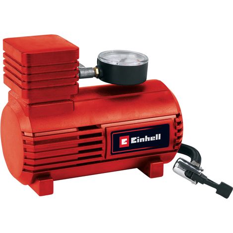 Einhell Compresseur de voiture CC-AC 12V (12 V, Pression : 18 bar, Manomètre intégré,Tuyau à compression avec valve pour pneus) Livré avec 3 adaptateurs (1/4)