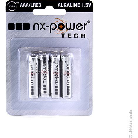 NX - Pile alcaline blister x4 LR03 - AAA Nx-Power Tech 1.5V 1.46Ah (1/4)