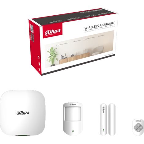 Dahua – ARTARC3000H03GW2868 – Kit d'alarme sans fil 868 – Alarme anti-intrusion avec capteur PIR et télécommande – Fréquence 868MHz