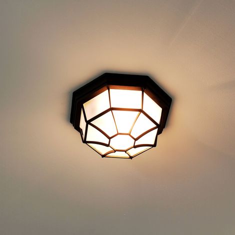 Rustikale Deckenlampe Außen Schwarz IP54 MILANO Balkon (1/5)