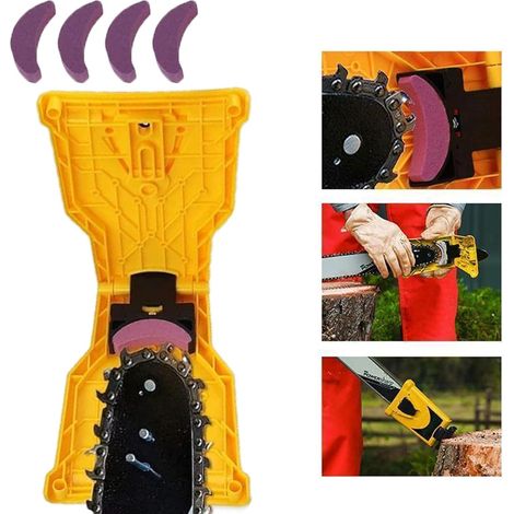 Affûteur de tronçonneuse, ensemble d'affûteur de tronçonneuse avec 4 pierres à aiguiser, outils de travail du bois rapides (1/5)