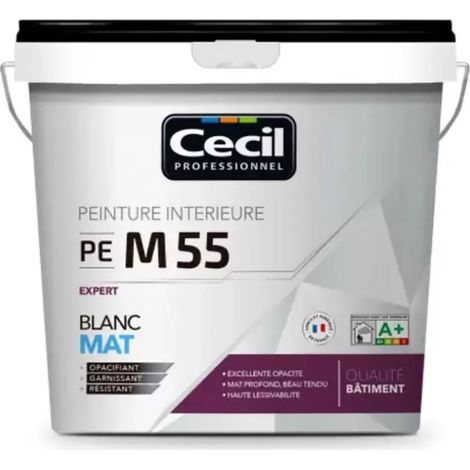 PEINTURE PROFESSIONNELLE M55 BLANC MAT 10L - V33 - CECIL - 118258 (1/2)
