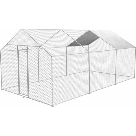 Gabbia per polli da esterno 3x6x2,5m pollaio acciaio zincato Zipper zi-cr362 (1/4)
