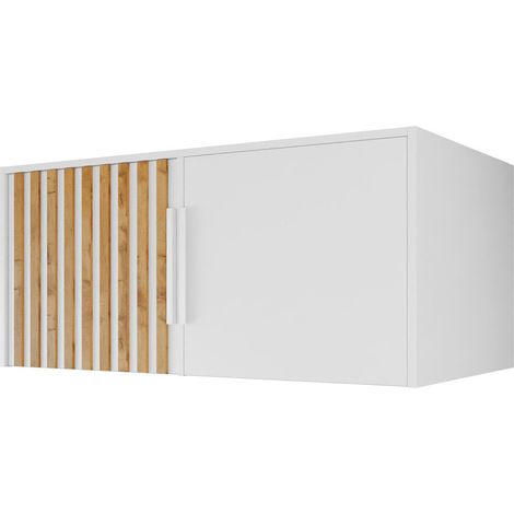 Aparador Collis, Blanco + Roble wotan, 45x100cm, Número de puertas: 058cm, Aglomerado laminado (1/4)