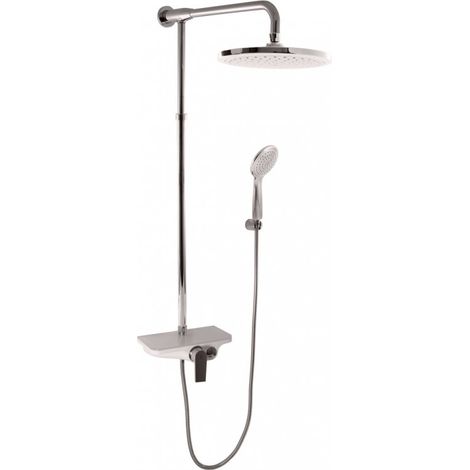 Colonne de douche MURRAY avec étagère en solid surface blanc H. 170 cm (1/4)