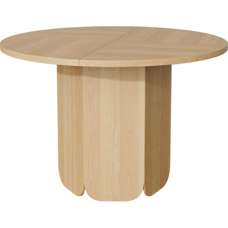 Mesa de comedor redonda de 120 cm MDF color roble para 4-6 personas (1/5)
