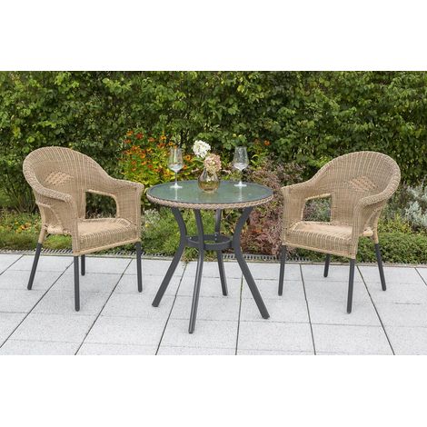 Ravenna Set 3tlg 2 Sessel natur Tisch Ø 70cm