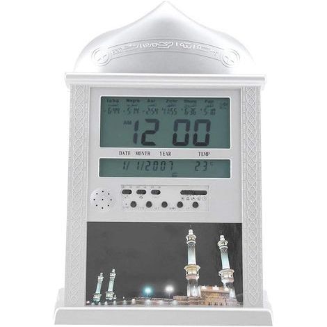 Sveglia digitale, orologio da parete islamico con Azan, sveglia per la preghiera musulmana, orologio da parete LCD automatico, orologio da tavolo per la preghiera islamica, orologio per la preghiera d (1/5)