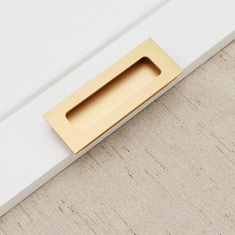 Ensemble poignée rectangulaire encastrée avec poignée de style rustique pour poche de placard (espacement doré 64 mm) (1/5)