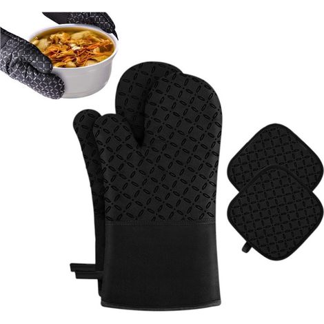 Gants de cuisine en silicone (lot de 4) - Résistants à la chaleur jusqu'à 500 °C - Gants de pâtisserie (1/5)
