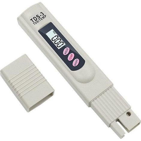 Medidor de calidad del agua Treki TDS LCD, probador digital de agua potable, medidor de temperatura y PPM, medidor de pureza del agua de 0 a 9990 PPM para medir agua hidropónica, acuarios, piscinas y  (1/5)