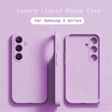 Coque de téléphone en silicone liquide (violet gazon Galaxy S25 Ultra) pour Samsung, protection antichoc