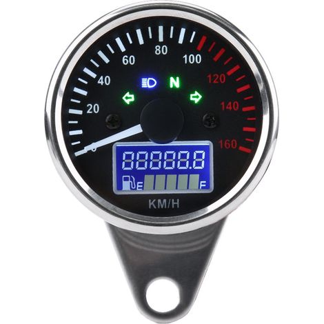 Universeller Motorrad-Tachometer – LED 0–160 km/h – Chrom – digital