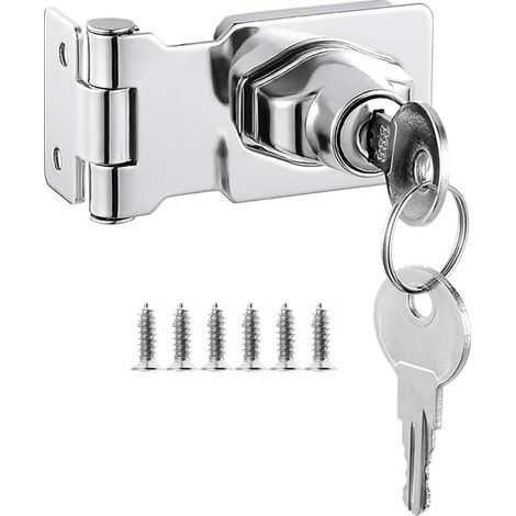 Verrou de porte avec différentes clés, verrou angle droit, loquet porte verrou de tiroir d'armoire fermeture serrure cadenas de placard moraillon de verrouillage de boîte aux lettres 2.5 Inch (1/5)