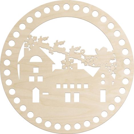Socle en bois de 20 cm pour couvercle de panier de Noël, contreplaqué, crochet (1/5)