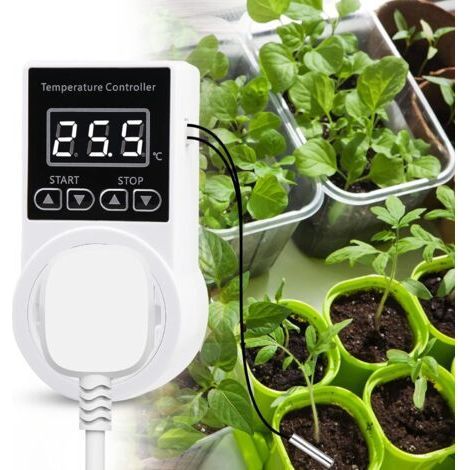 Prise Thermostat - Regulateur Numérique Thermostat avec Sonde, LCD Prise Contrôleur de Température pour Terrarium Aquarium Serre