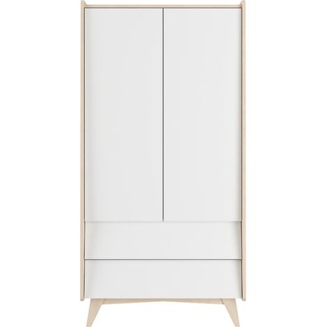 Armario de 2 puertas y 2 cajones Bellamy So Sixty, blanco y madera (1/3)