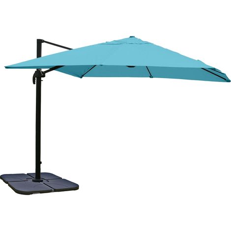 Gastronomie-Ampelschirm HHG-980, Sonnenschirm, 3x3m (Ø4,24m) Polyester/Alu 23kg türkis mit Ständer (1/5)