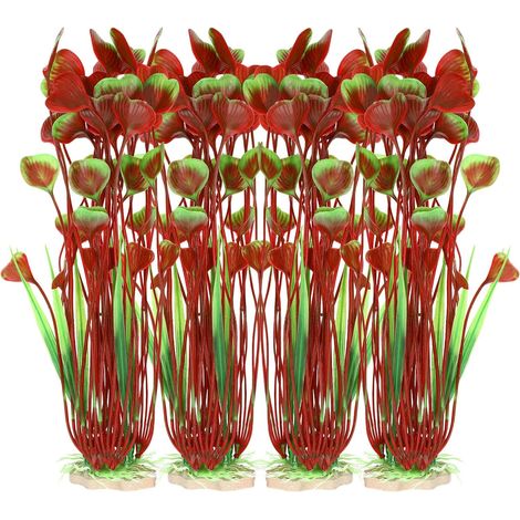 Plantes Décoratives d'Aquarium 4 Pièces Plantes Artificielles de Réservoir de Poissons Plantes Vertes Aquatiques en Plastique Faux Plantes Aquatiques 408.5cm pour Décorations de Sécurité d'Aquarium de (1/2)