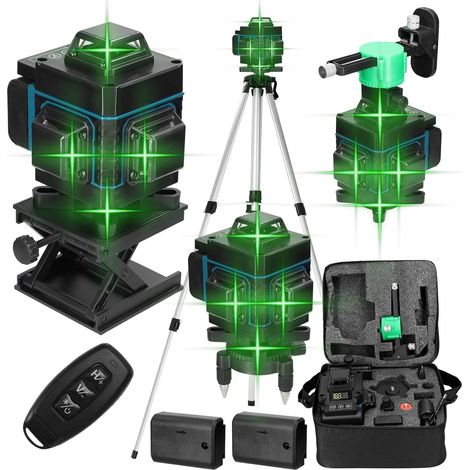360° 4D 16-Line Laser Level, 3° Leveling Tool with Auto-Leveling Function and 1.2m Height-Adjustable Tripod (1/5)